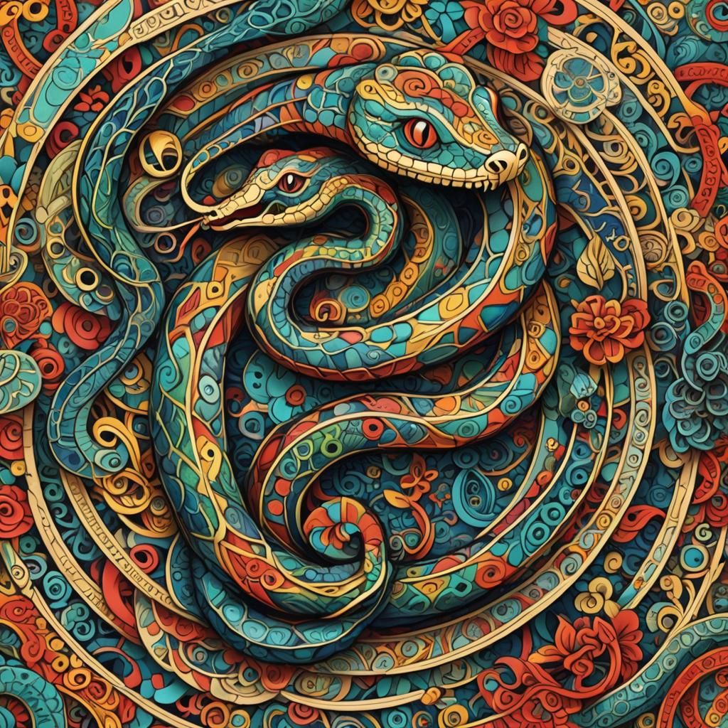 Colorful Snake: Chinese Zodiac in Zentangle Art