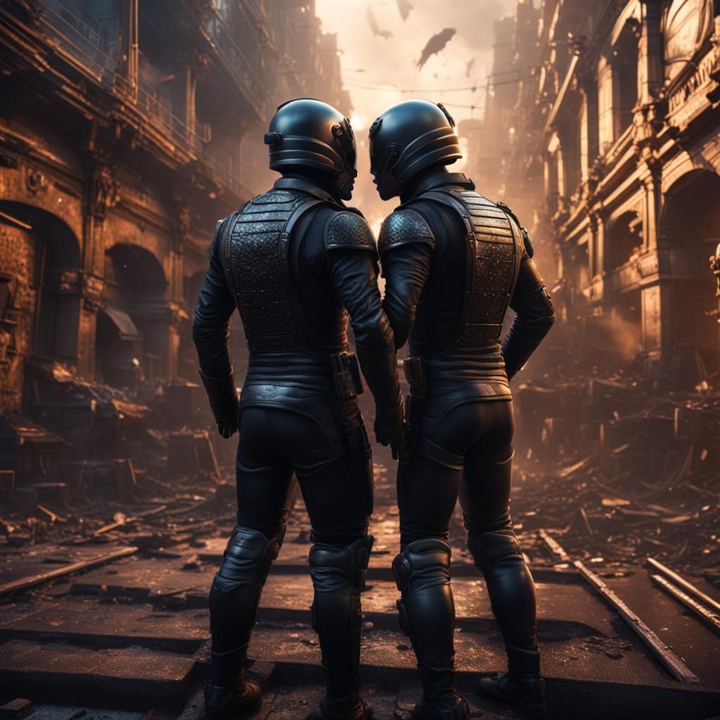 Gay Soldiers Kissing: Detailed Matte Painting