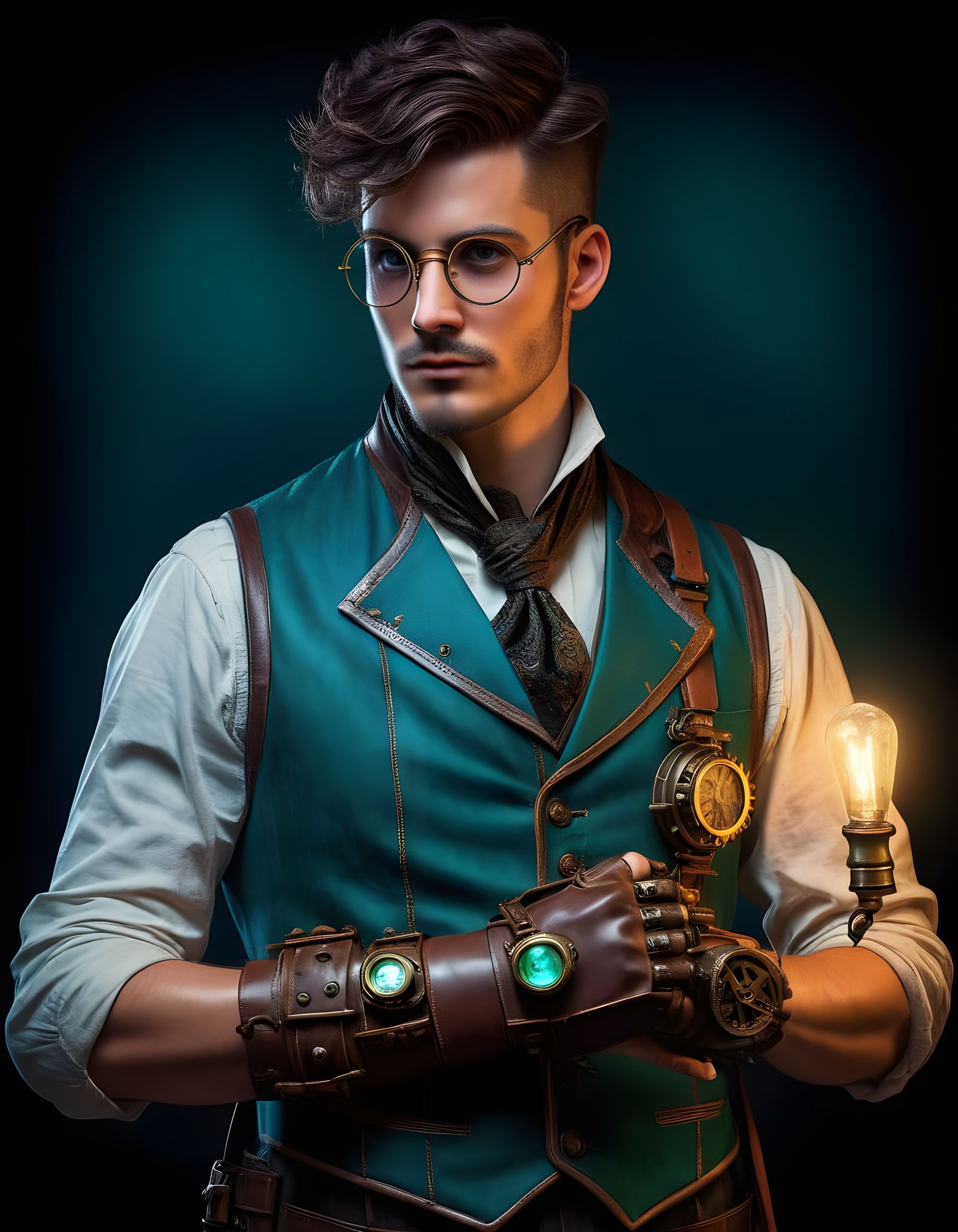 Steampunk Gentleman in Victorian Attire