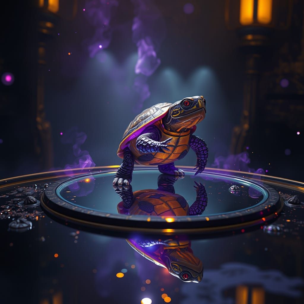Steampunk Turtle Reveals Secret Admirer in Mirrored Reflecti...
