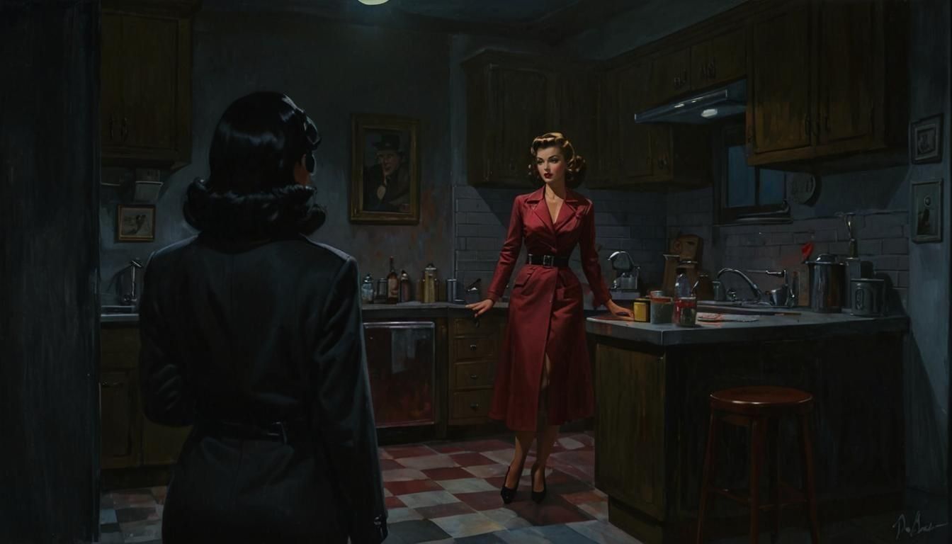 1950s Noir Pinup Painting