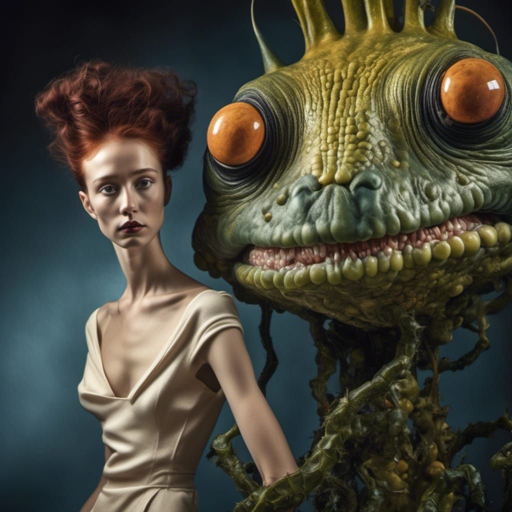 Hyperrealistic Alien Couple in Love, Fine Detail