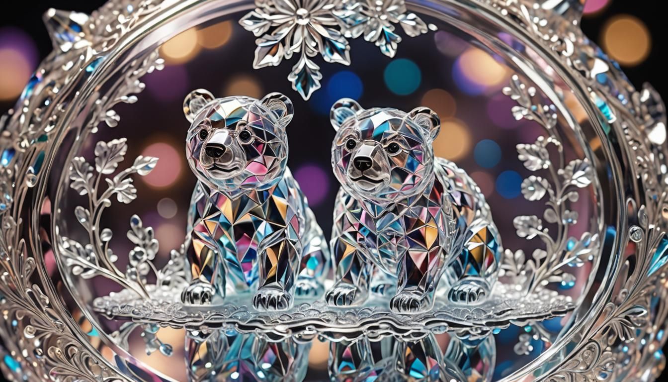 Engraved Crystal Ornament with Ornate Design