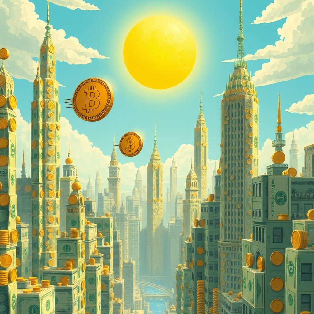 Fantastical City of Money: Skyscrapers of Banknotes & Coins