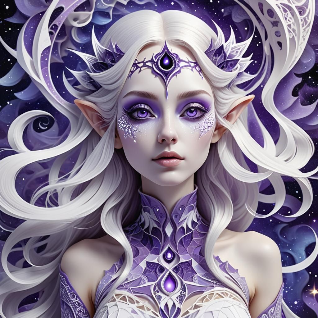 Mystical Girl with Third Eye in Space