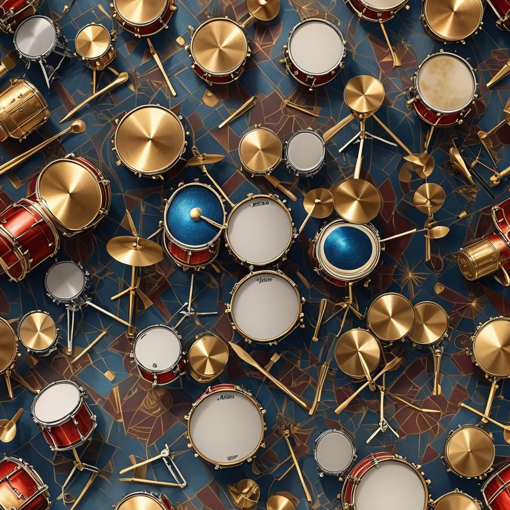 Luxurious Art Deco Drum Set in Vibrant Golden Accents