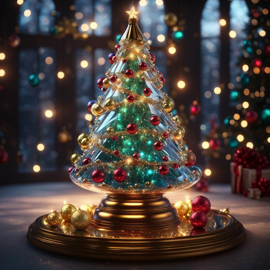 Detailed Glass Christmas Tree Matte Painting