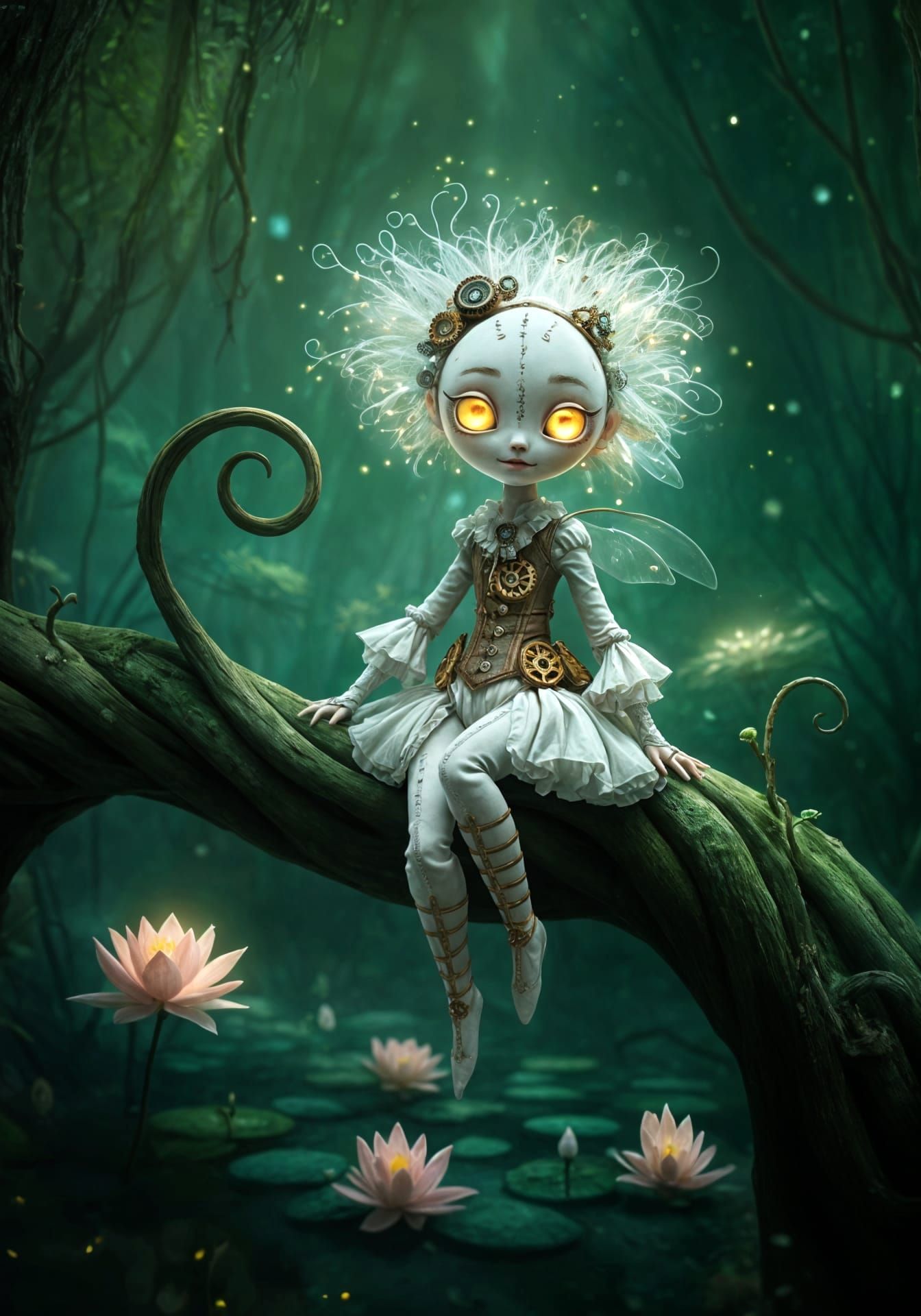 Luminous Ghost Creature in Bioluminescent Fairytale