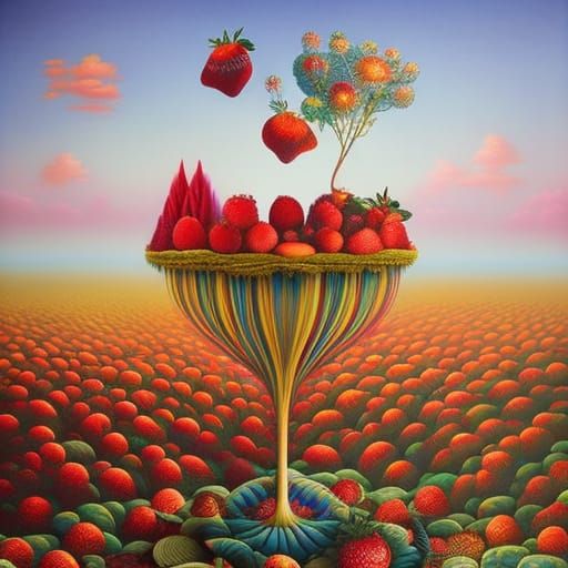 Strawberry Shortcake Steampunk Princess in Dreamlike Landsca...