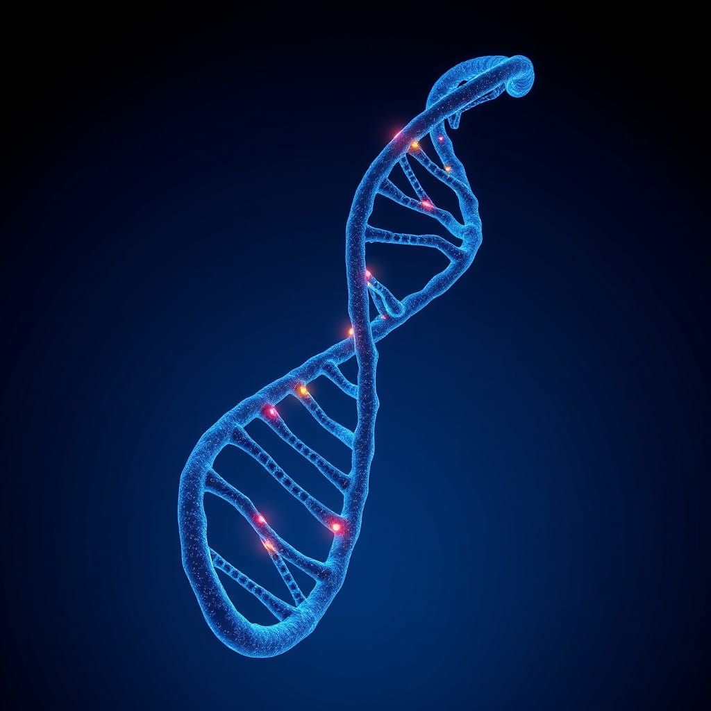 Intricate DNA Molecule in Futuristic Bioluminescent Style