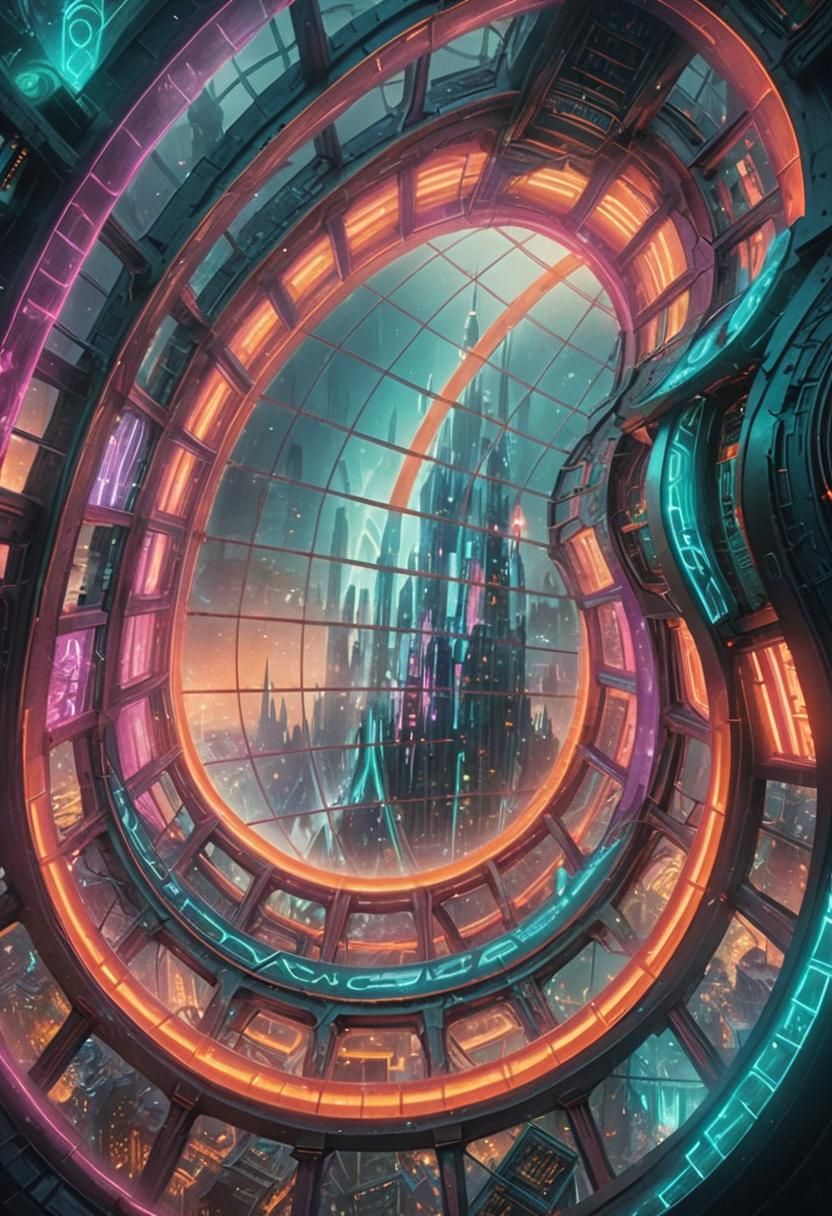 Futuristic Cityscape with Magical High-Tech Architecture