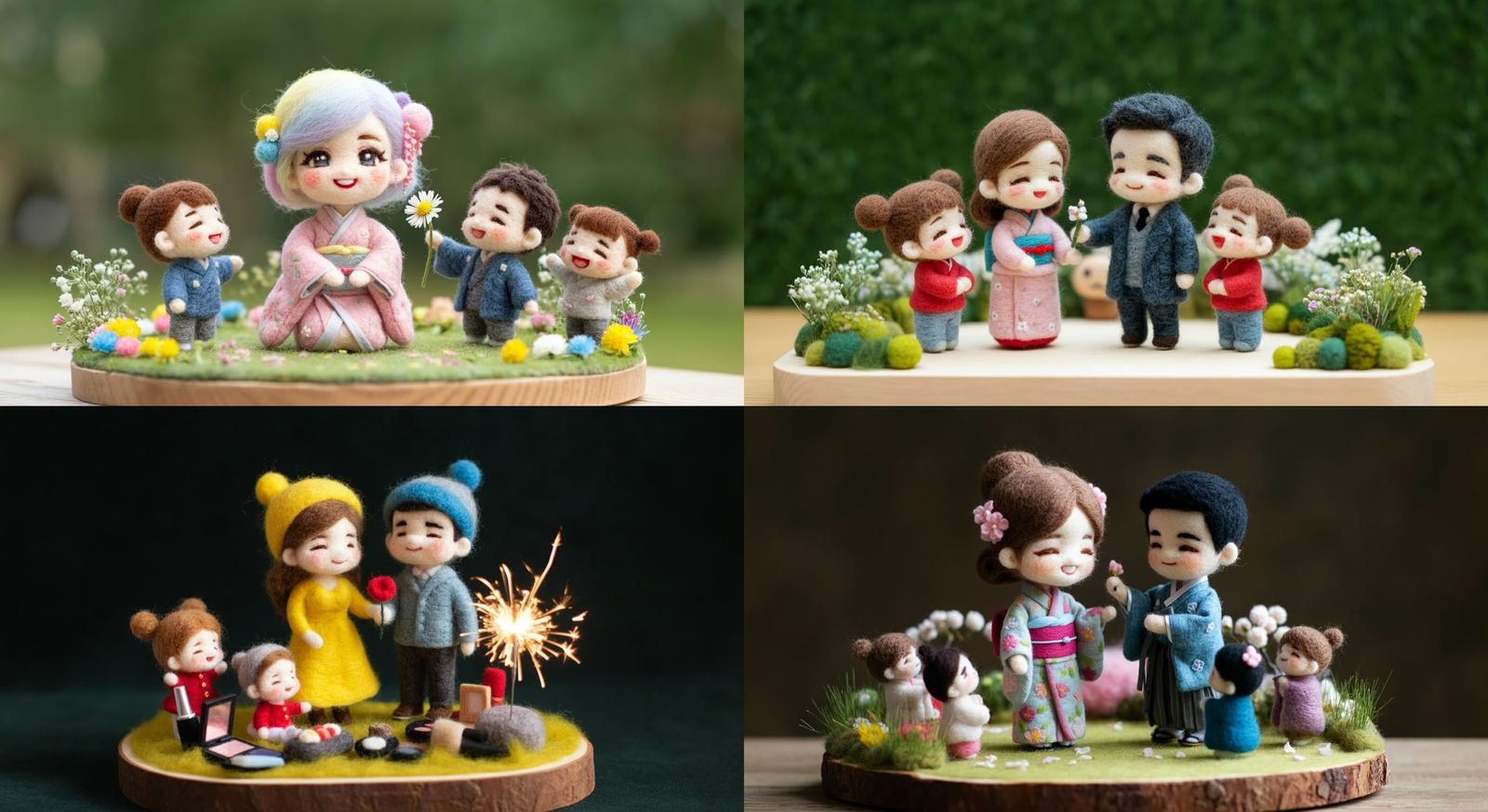 Kawaii Chibi Family Celebrates New Year in Whimsical Wooden....