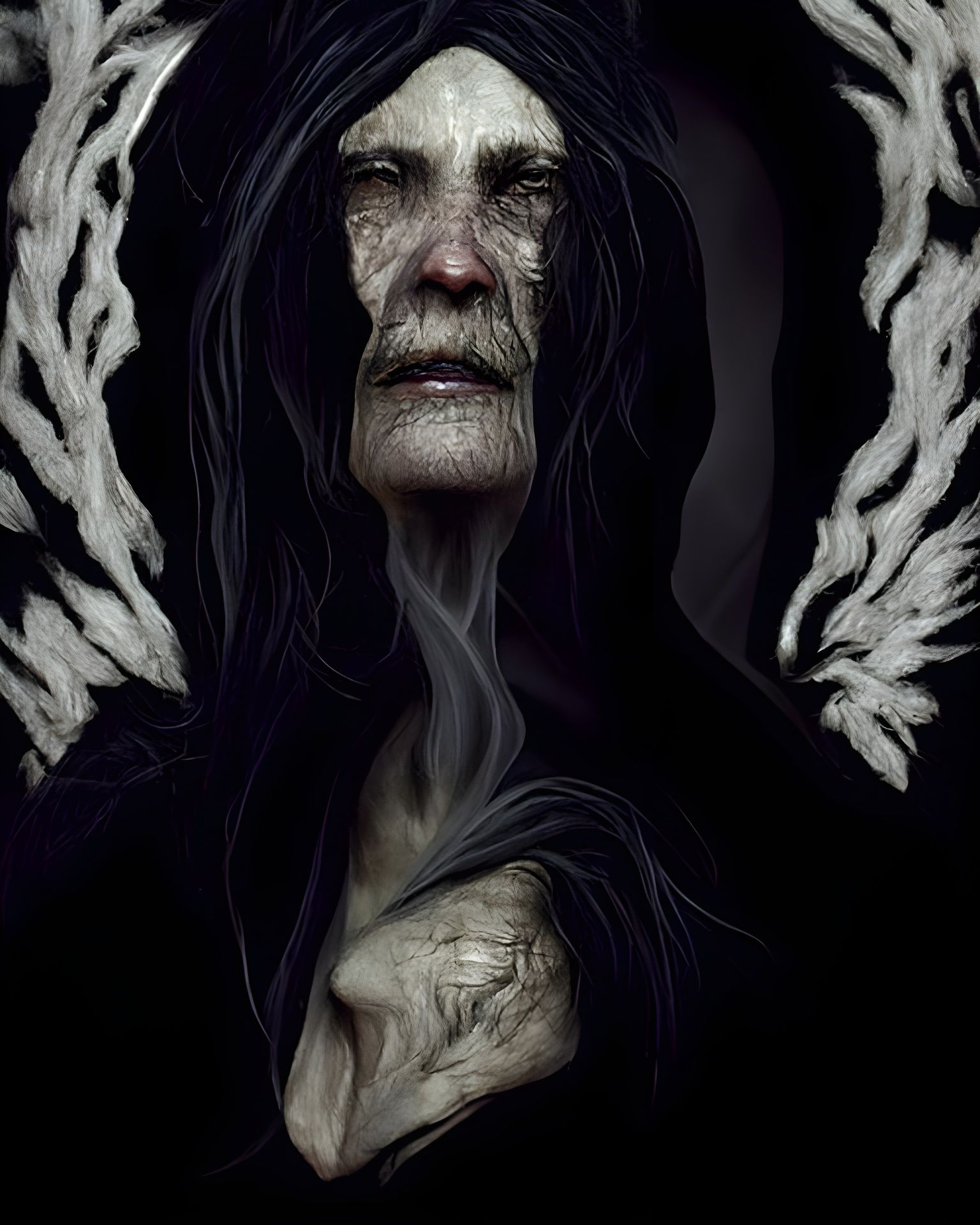 Sinister Necromancer Portrait with Soul Aura