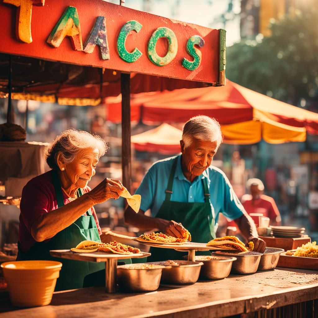 Mexico City Taco Stand in Golden Light