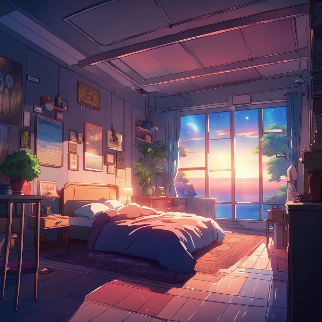 Galaxy Dream Bedroom in Anime Style