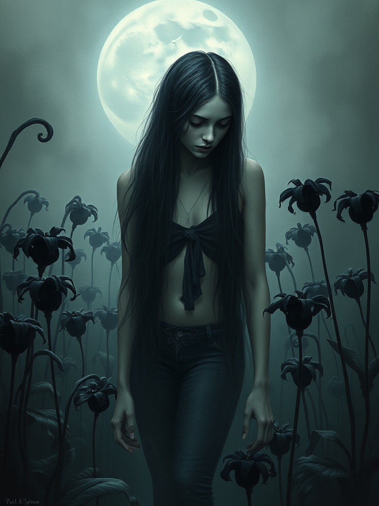 A Young Woman Suffers Existential Despair in a Dark, Mist-Sh...