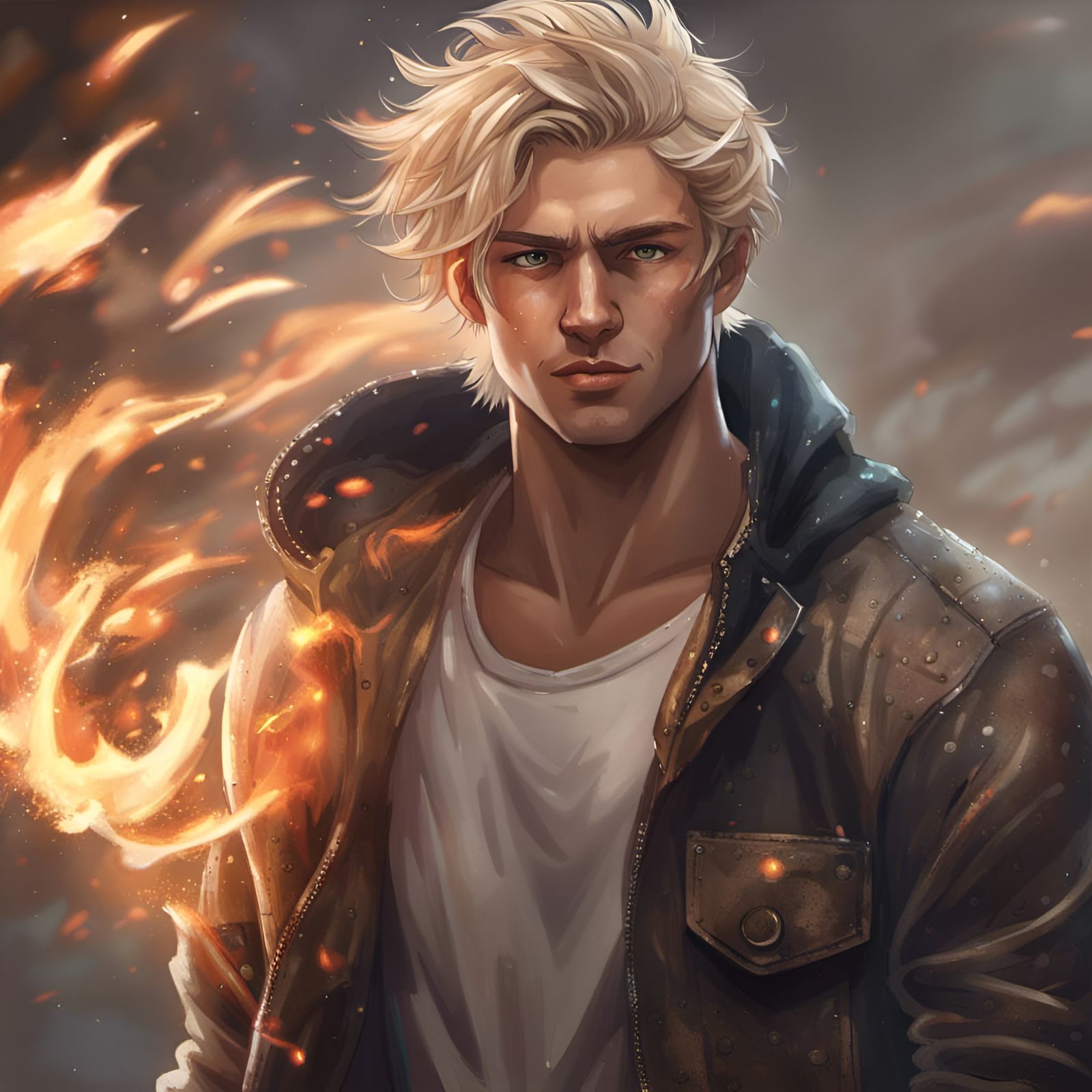 Attractive Blond Boy in Battle Stance