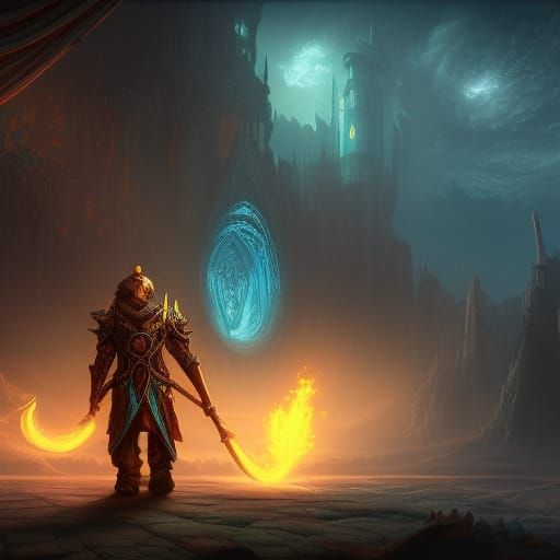 Mage Conjuring Lightning: Detailed Fantasy Art