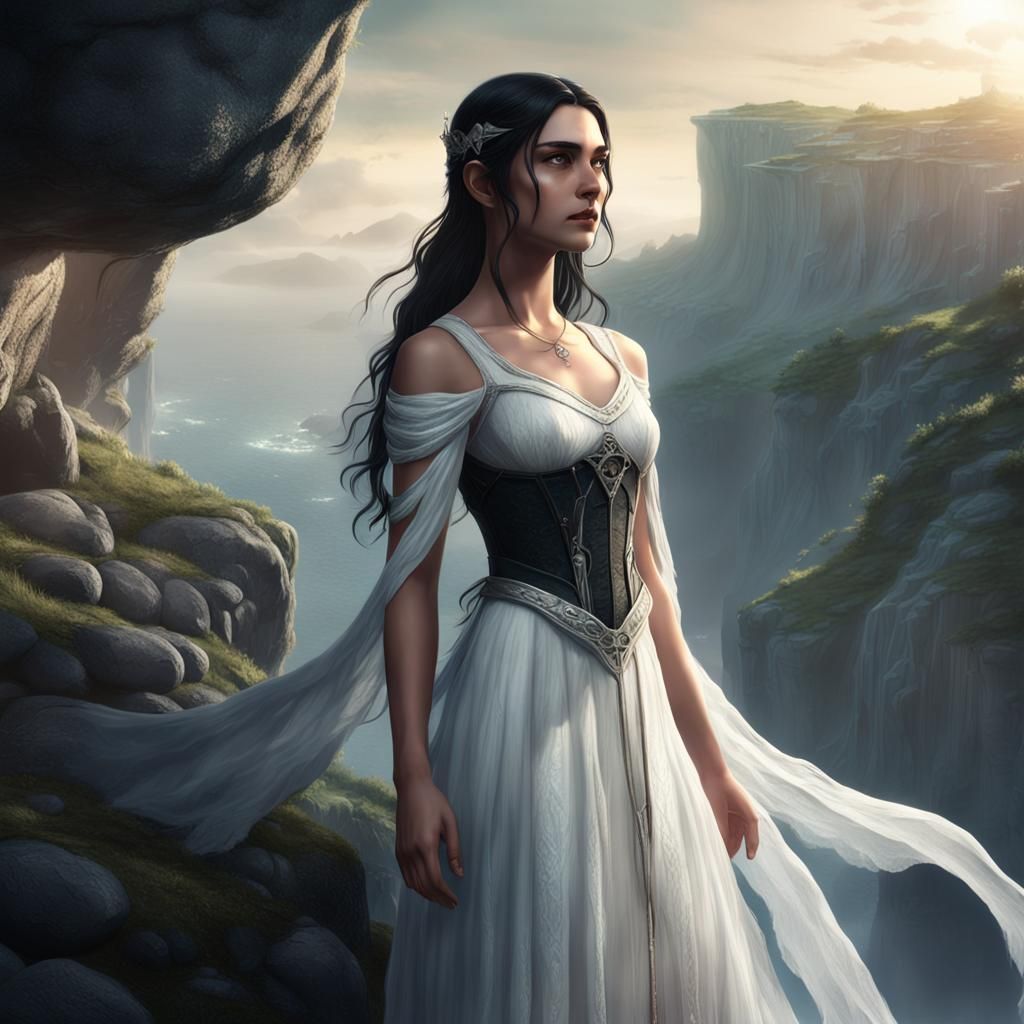 Young Elf with Flowing Dress, Fantasy Art