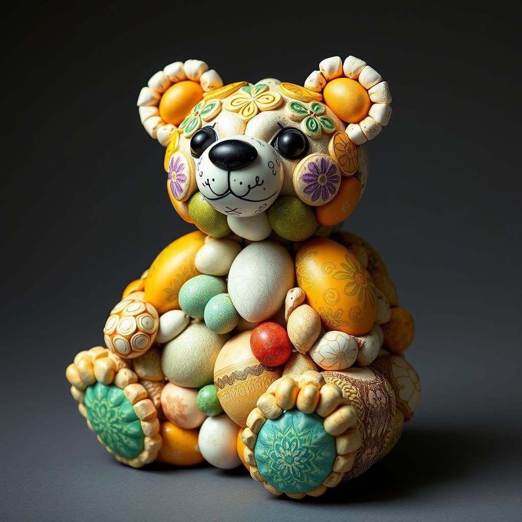 Intricate Egg Bear Sculpture in Fabergé Style