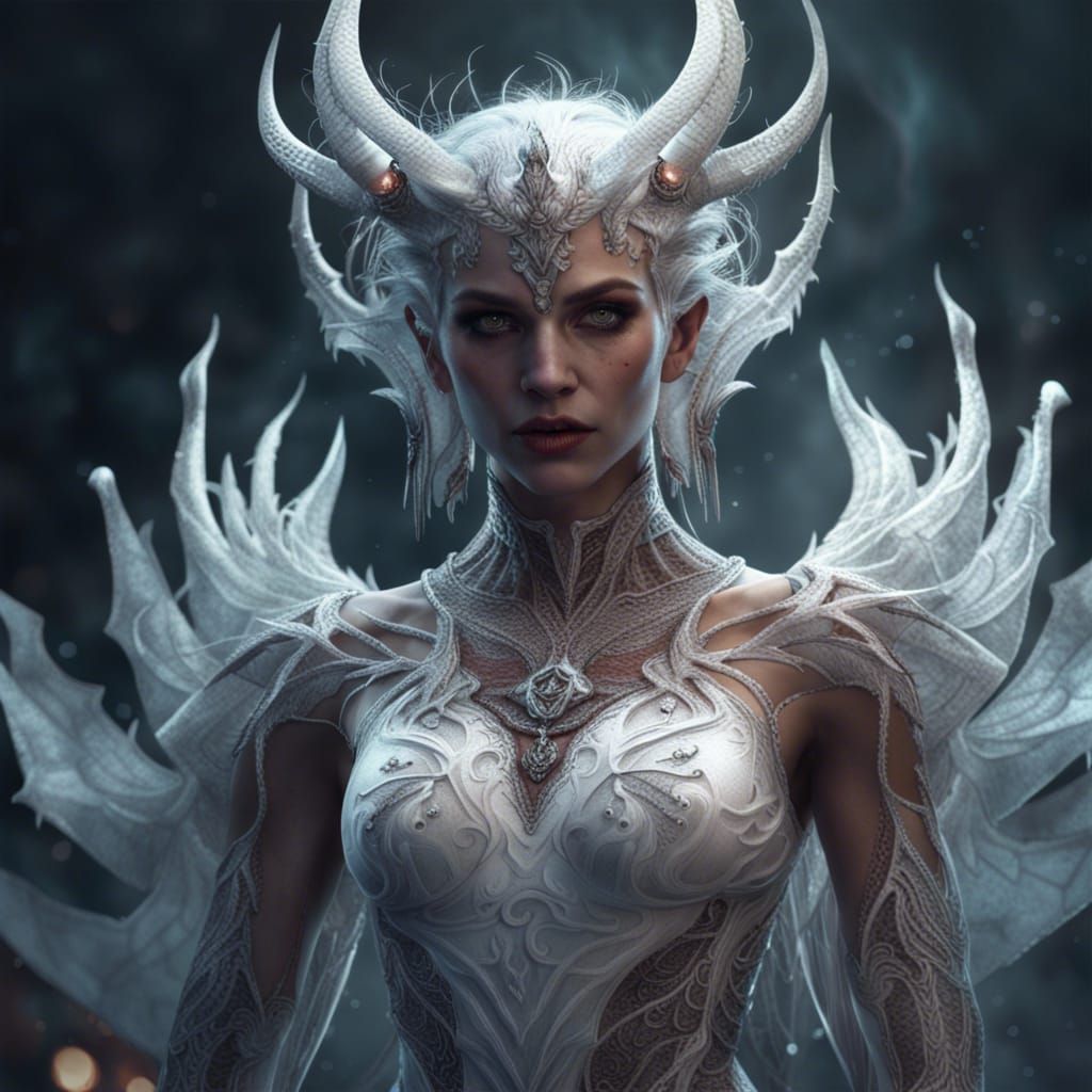 Female Demon Portrait in Detailed Fantasy Art