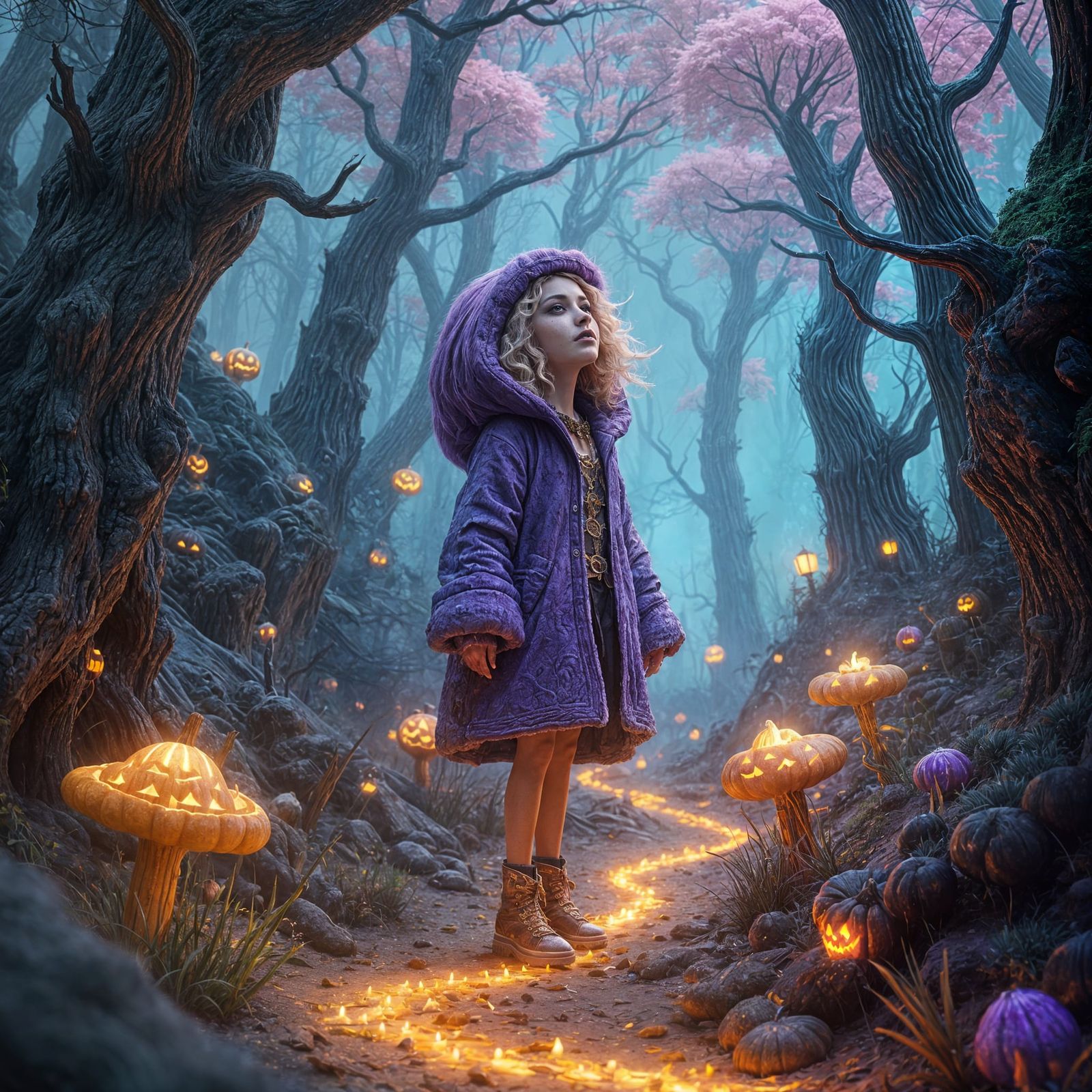 Psychedelic Halloween Fairytale Art in Detailed Matte Painti...