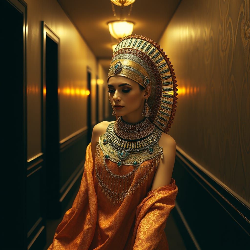 Egyptian Goddess Shines in Golden Splendor