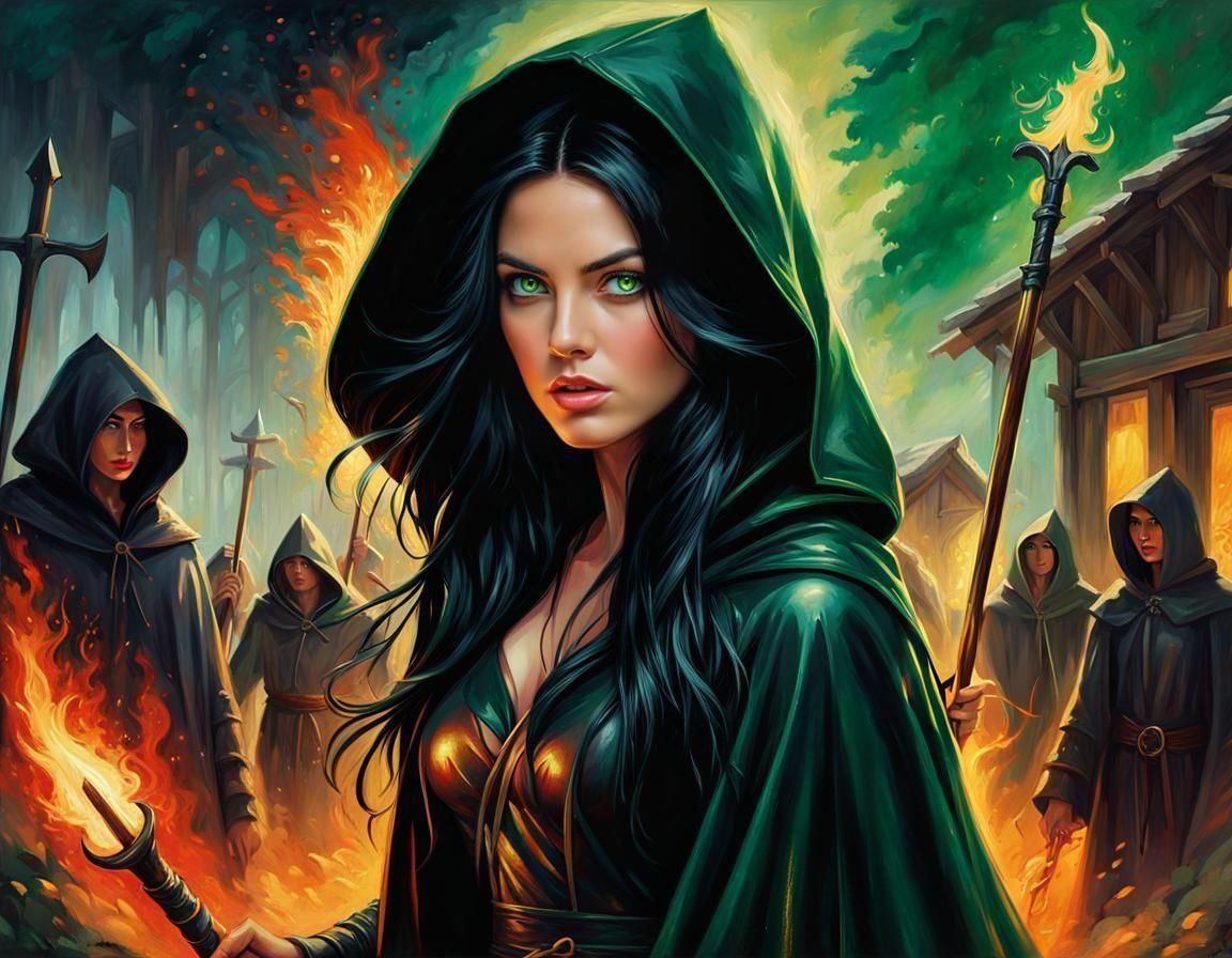 Dramatic Rescue of Witch in Dark Fantasy Art