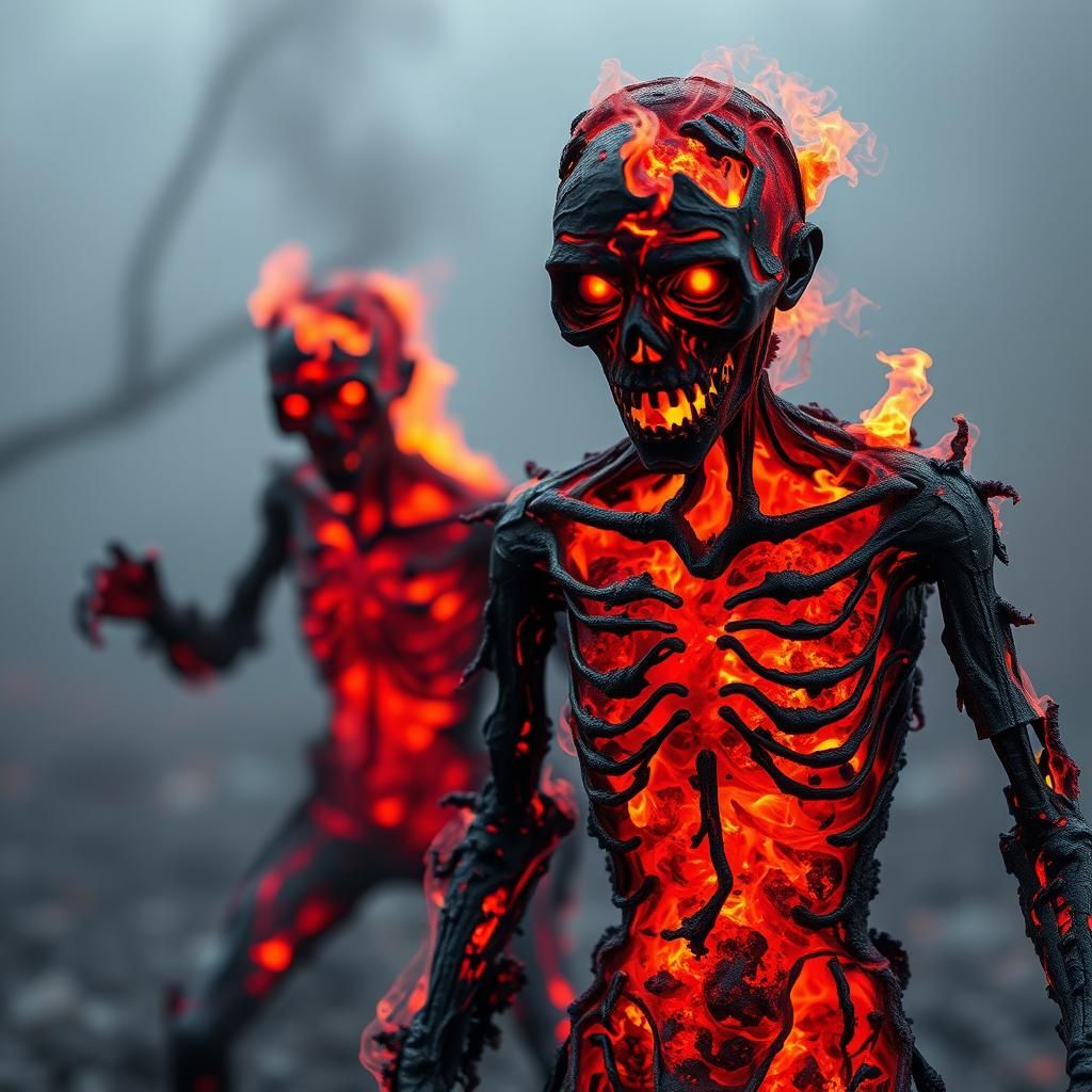 Ash Zombies Rise From Ashes With Glowing Eyes