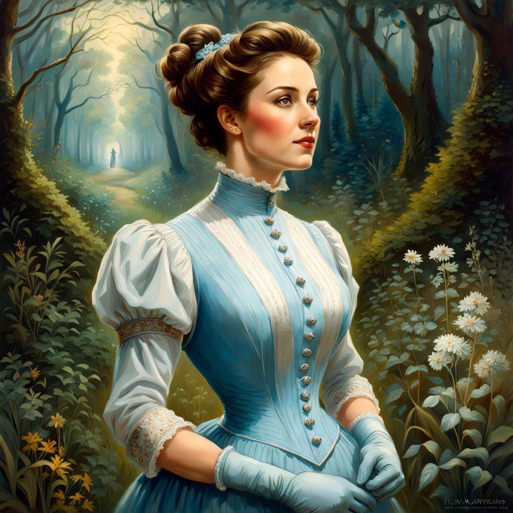 Victorian Woman in Mystic Garden Portrait