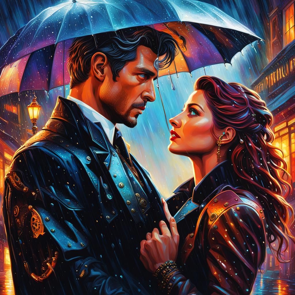 Steampunk Pretty Woman: Romantic Eye Contact