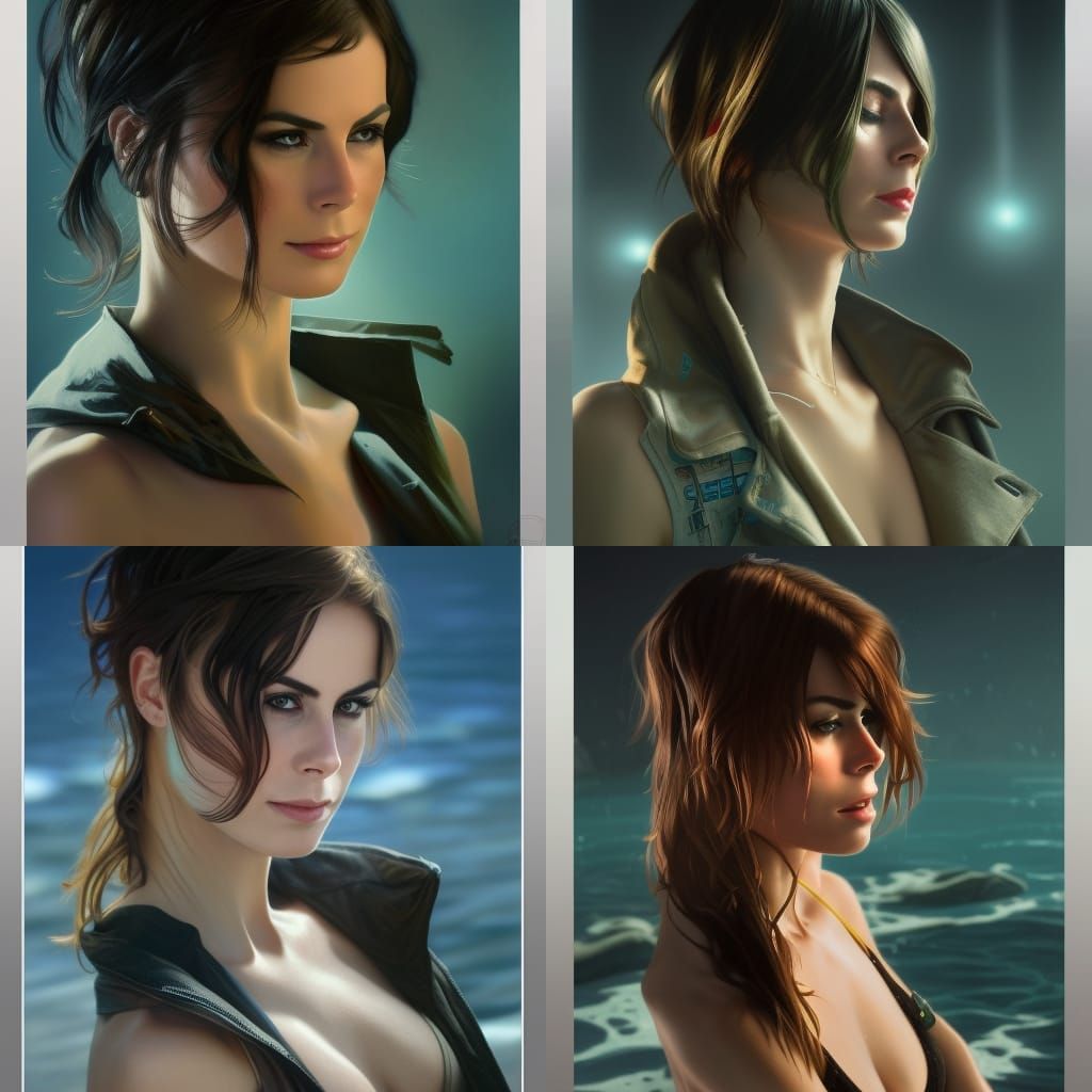 Cyberpunk Beach Portrait in 8K Resolution
