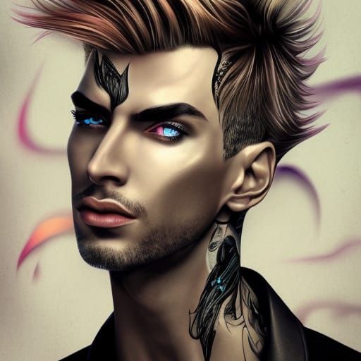 Dramatic Male Portrait in Arcane Graphic Style