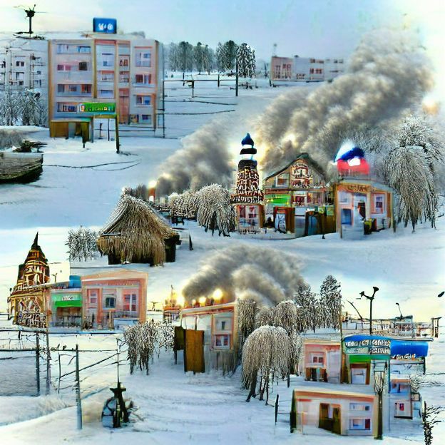 Winter Scene in a Russian Town