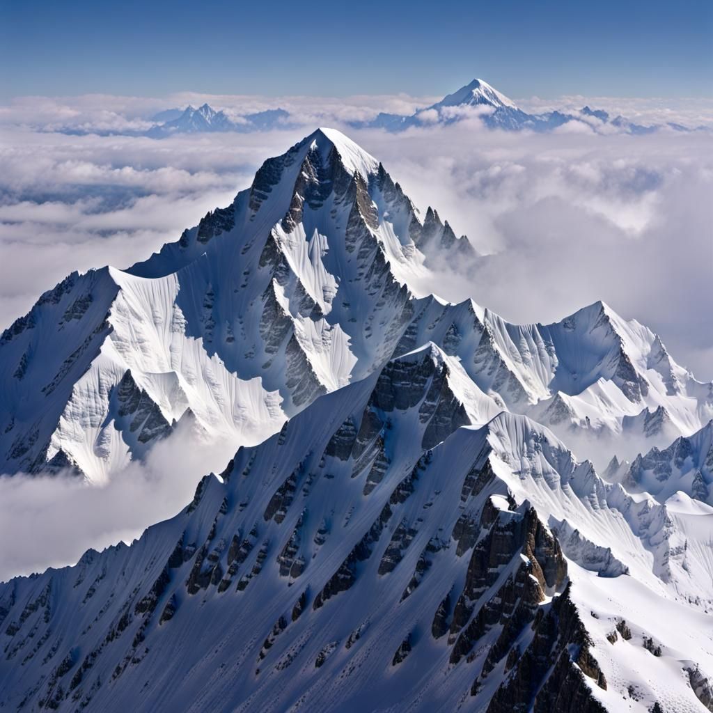 Gigantic Mountain Peak Above Everest
