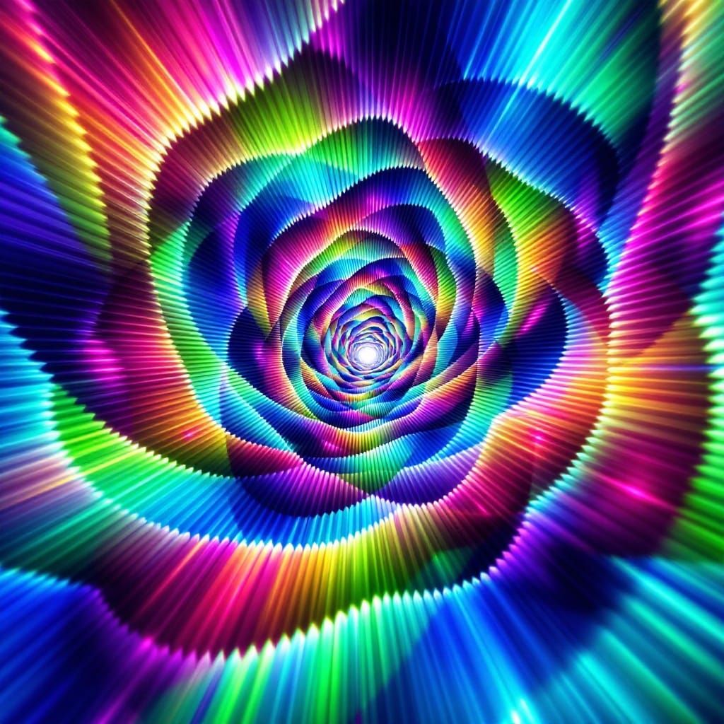 Hexagonal Mandalas in Multicolored Laser Strobe