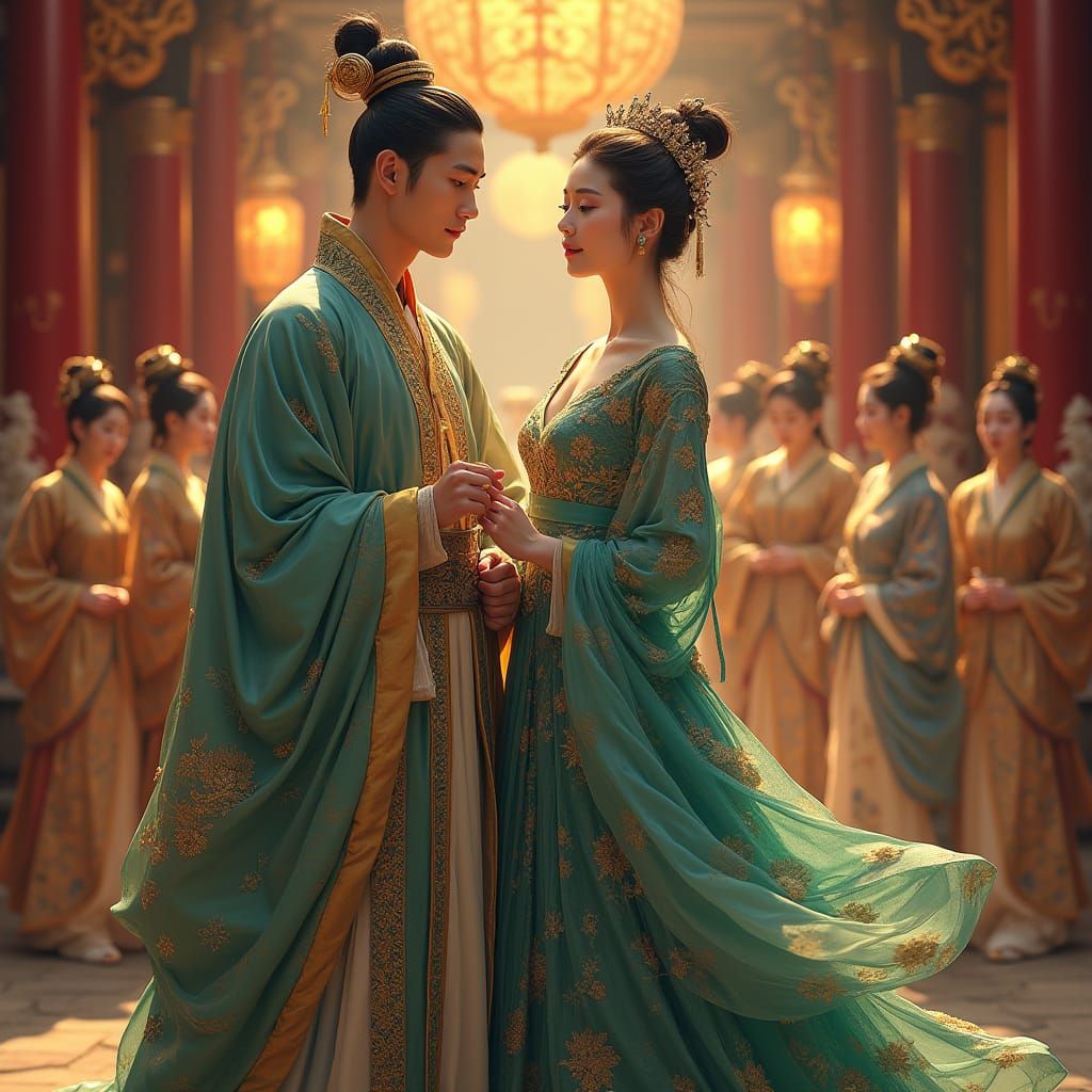Asian Dai Prince Meets Peacock Princess in Palace Splendor