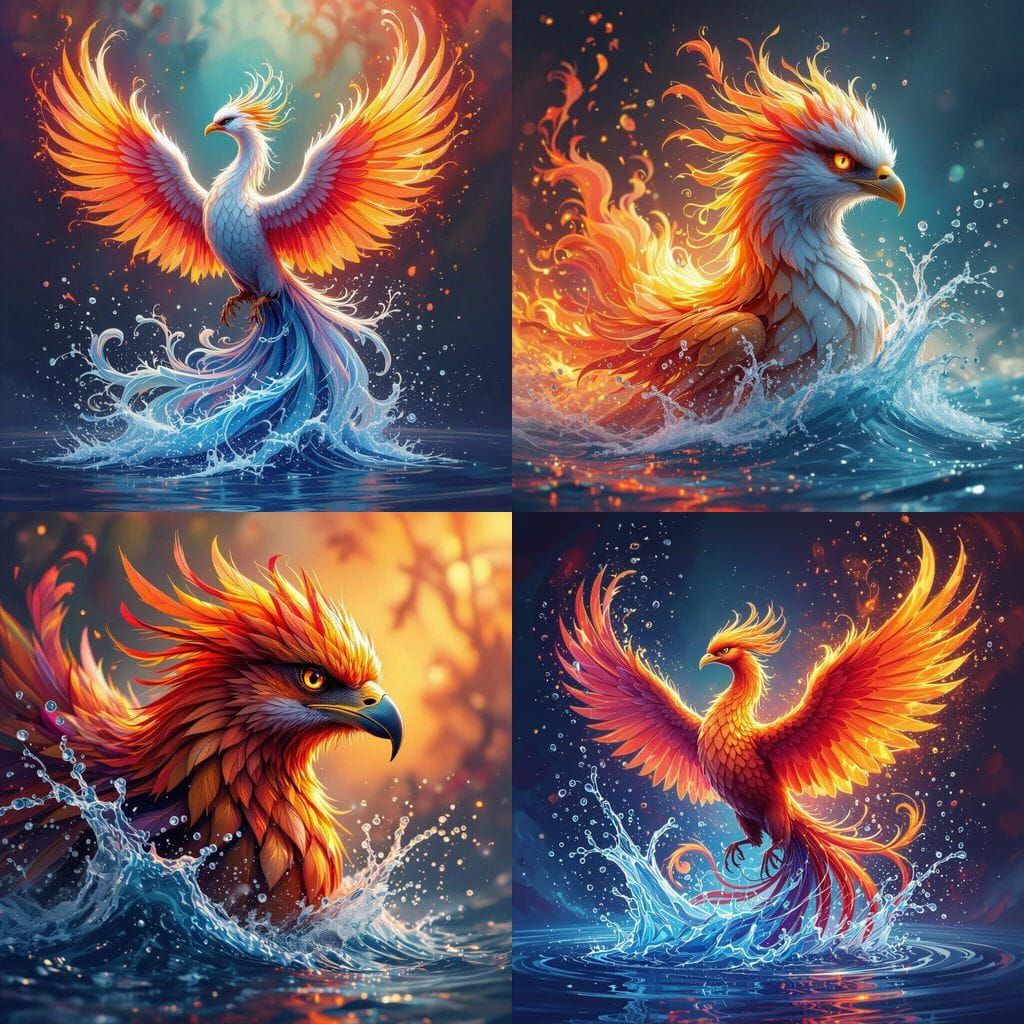 Phoenix Drawing Outline: Water to Fire