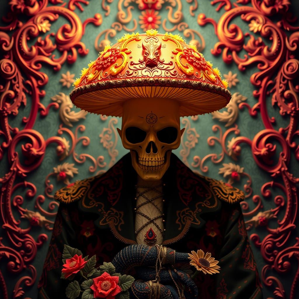 Psychedelic Portrait with Hallucination Mushroom