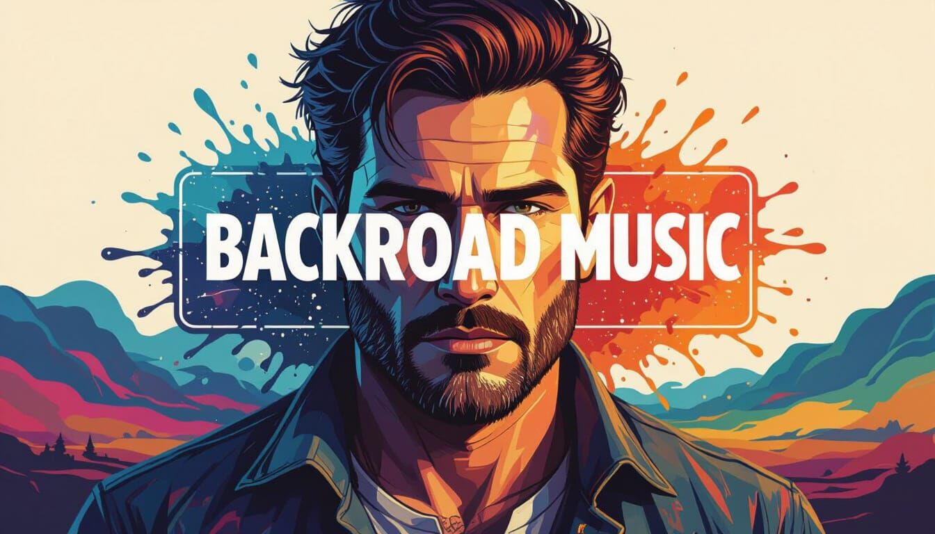 BACKROAD MUSIC Logo in Splash Art Style