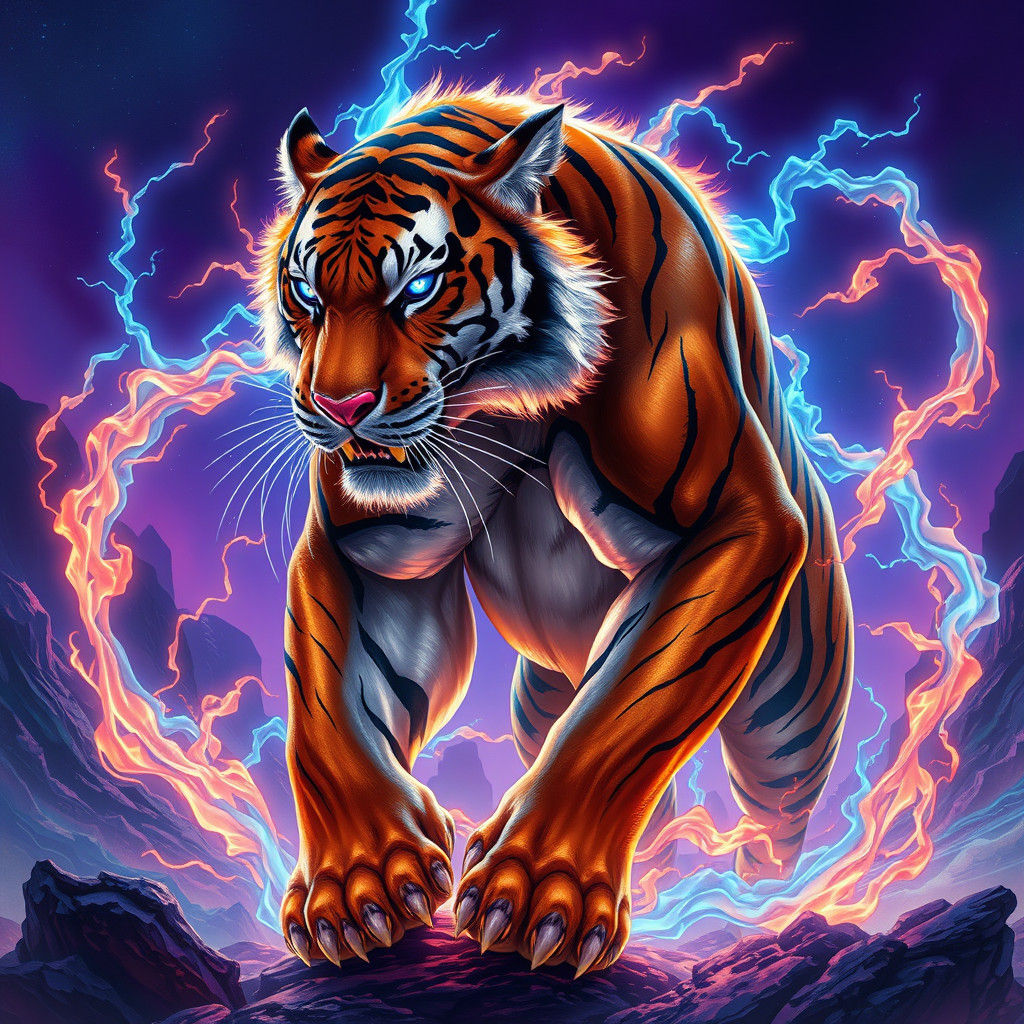Plasma Tiger Hybrid in Anime-Inspired Style