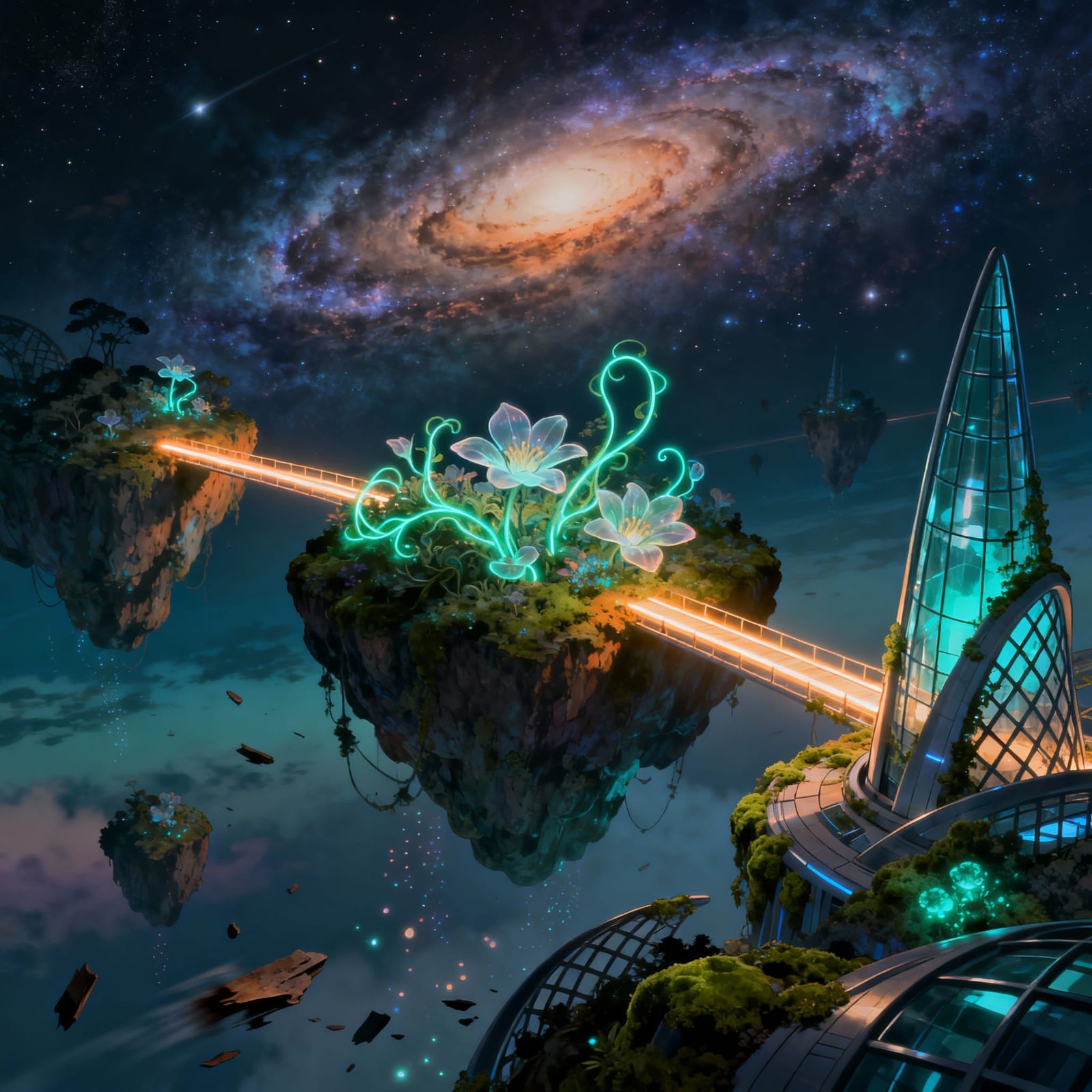 Surreal Dreamscape: Futuristic Flora and Floating Islands
