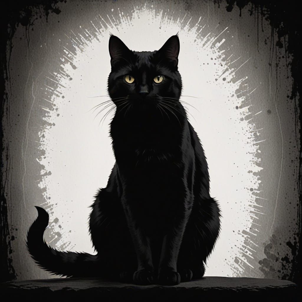 Black Cat Silhouette in Minimalist Art