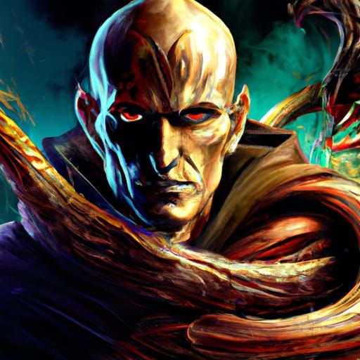 Detailed Portrait of Dark Lord with Snake, Hyperrealistic