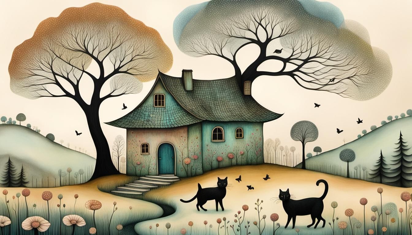 Dreamlike Fantasy Home in Iridescent Pastel Colors