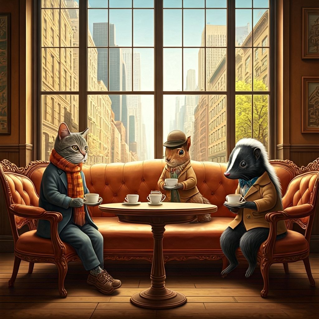 Animals Enjoying Coffee in NYC, Potter Style