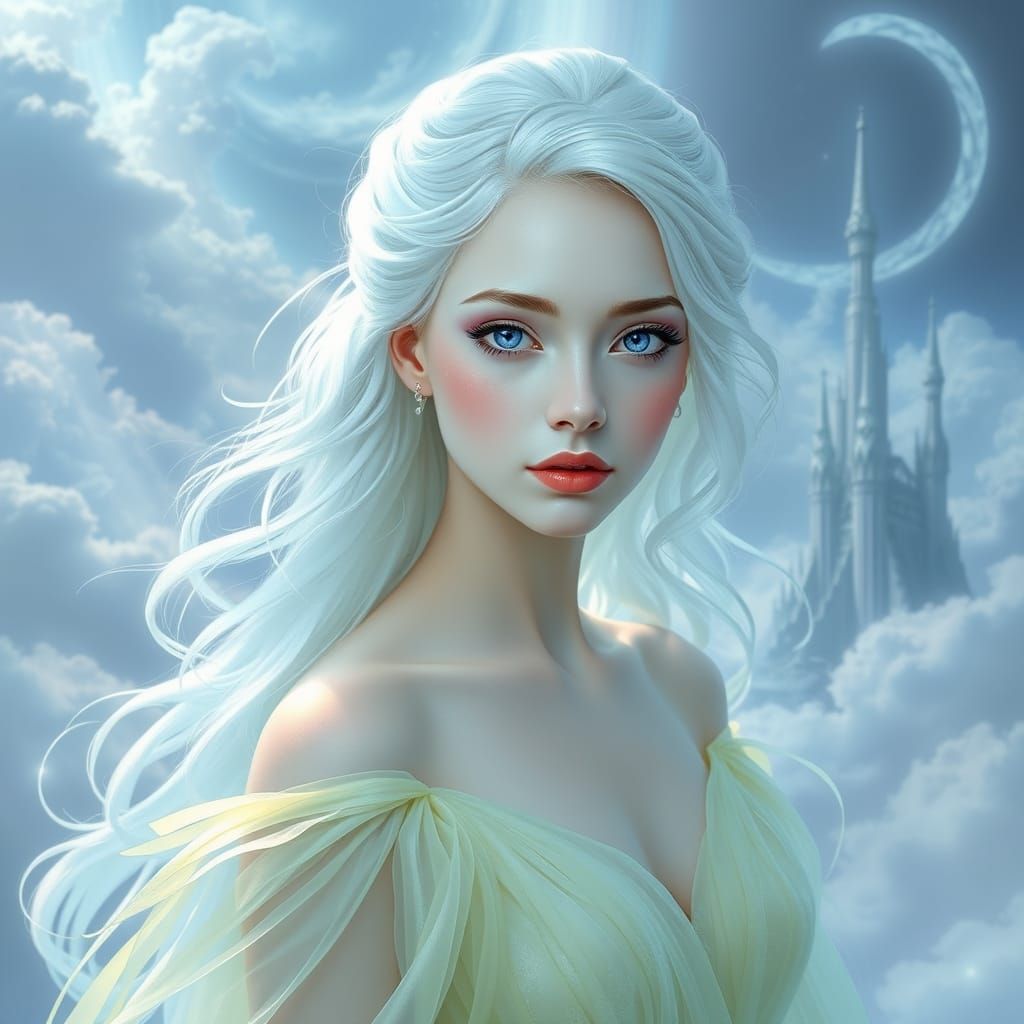 Ethereal Goddess in Iridescent Dreamscape