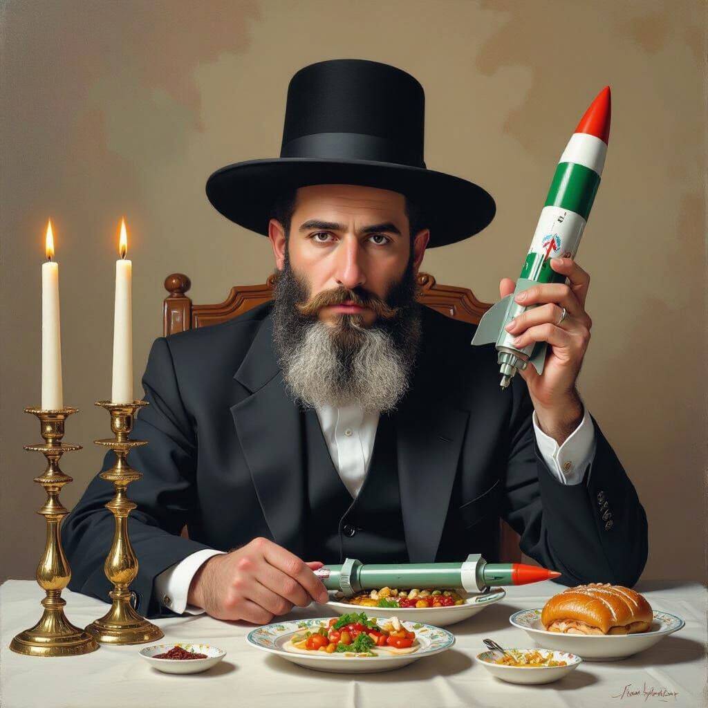 Orthodox Man with Missile: Digital Art Fusion