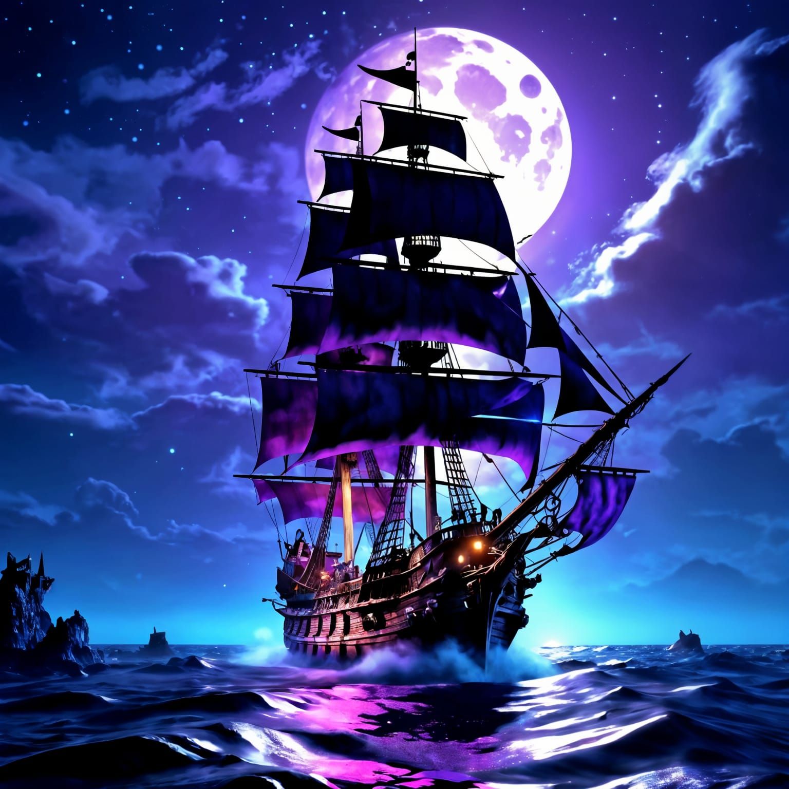 Gothic Pirate Ship in Midnight Cosmic Tint