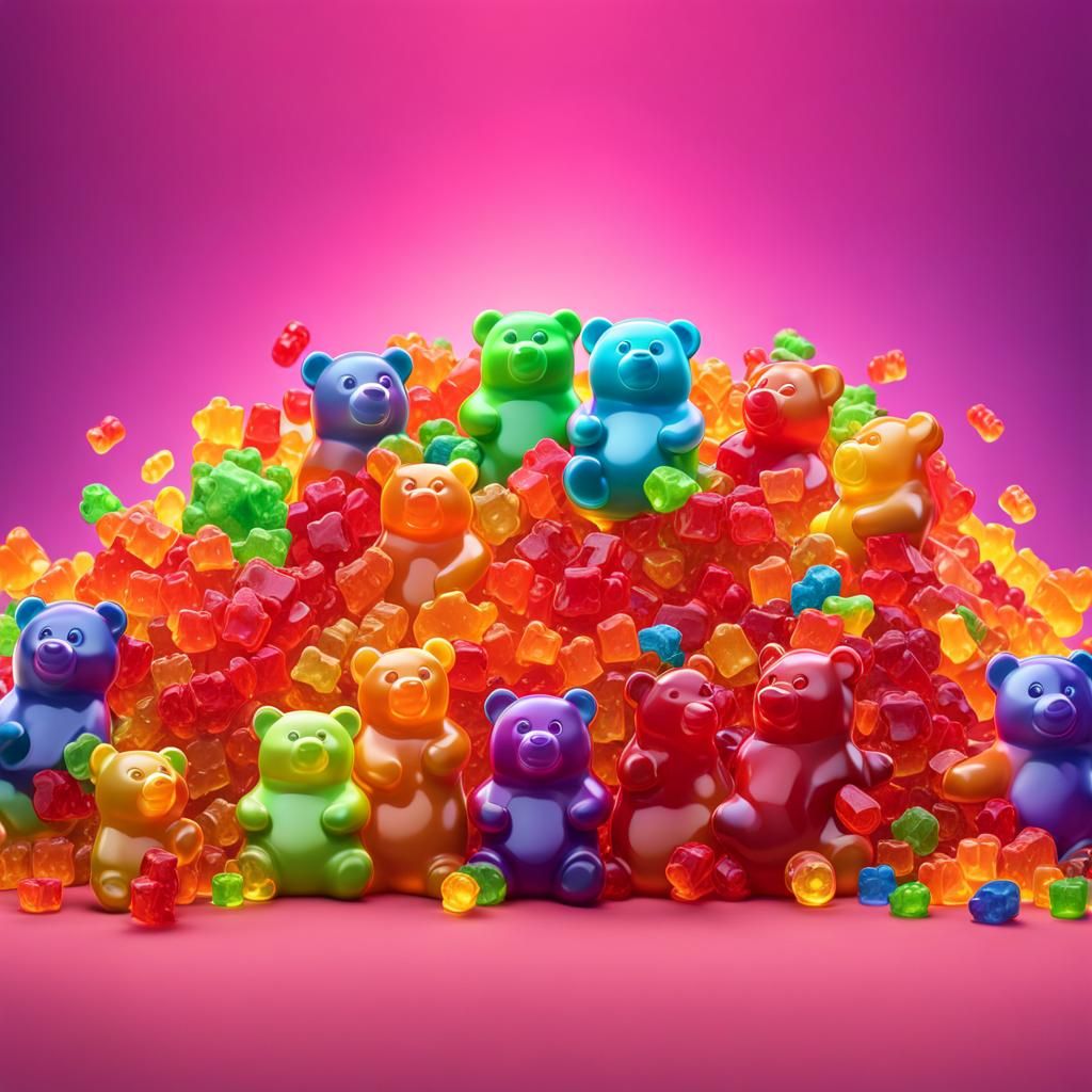 Gummy Bears Eating Real Bears in 3D Style